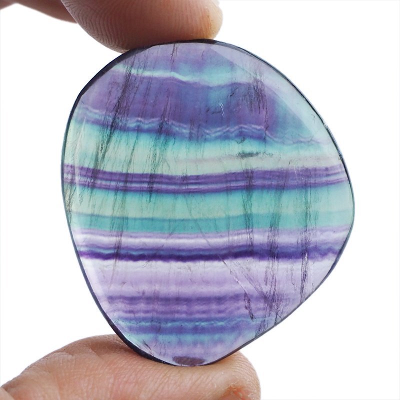 FLUORYT TĘCZOWY - PŁASKI OTOCZAK - 38 mm