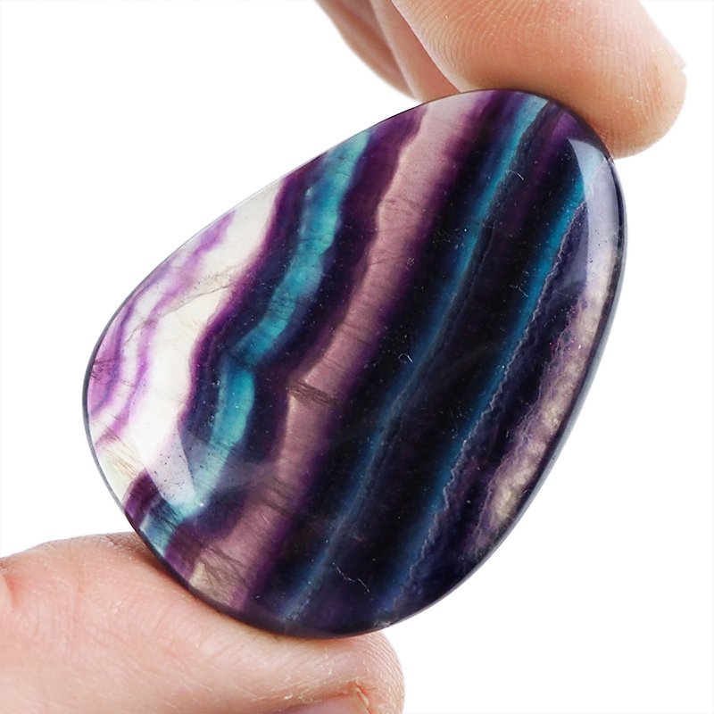 FLUORYT TĘCZOWY - PŁASKI OTOCZAK - 42 mm