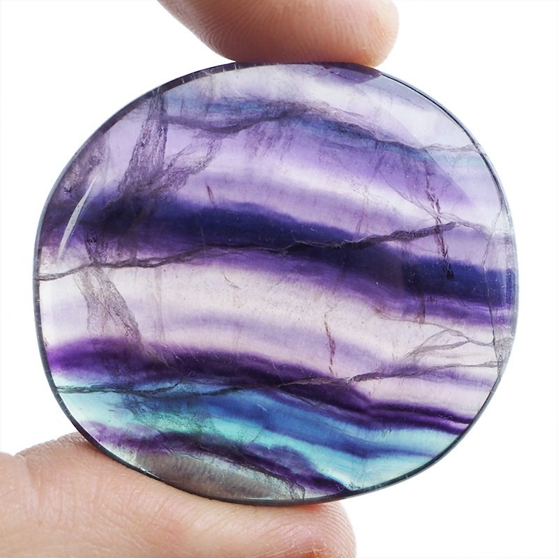 FLUORYT TĘCZOWY - PŁASKI OTOCZAK - 43 mm