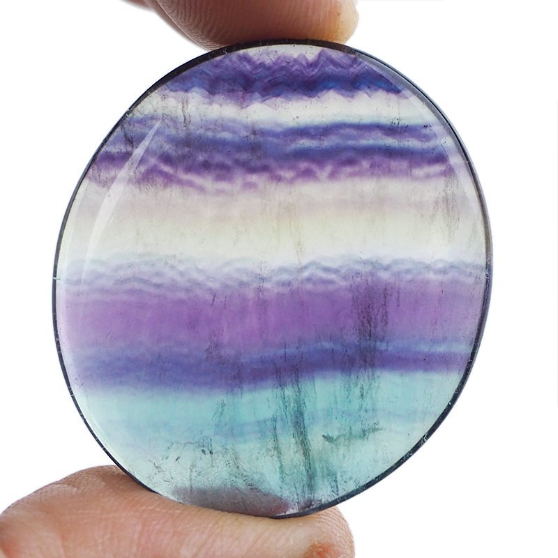FLUORYT TĘCZOWY - PŁASKI OTOCZAK - 38 mm