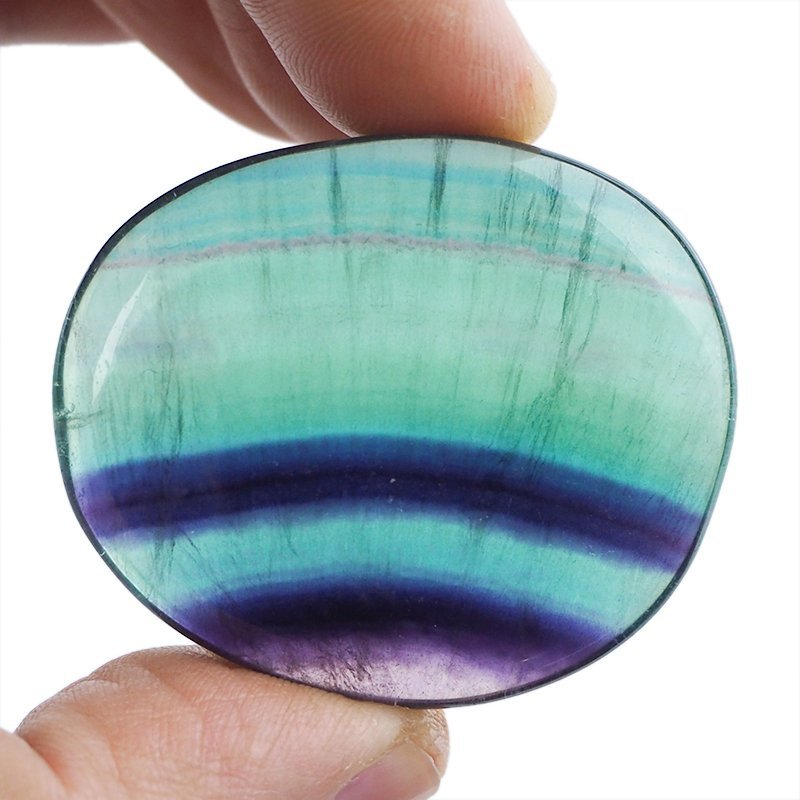 FLUORYT TĘCZOWY - PŁASKI OTOCZAK - 43 mm