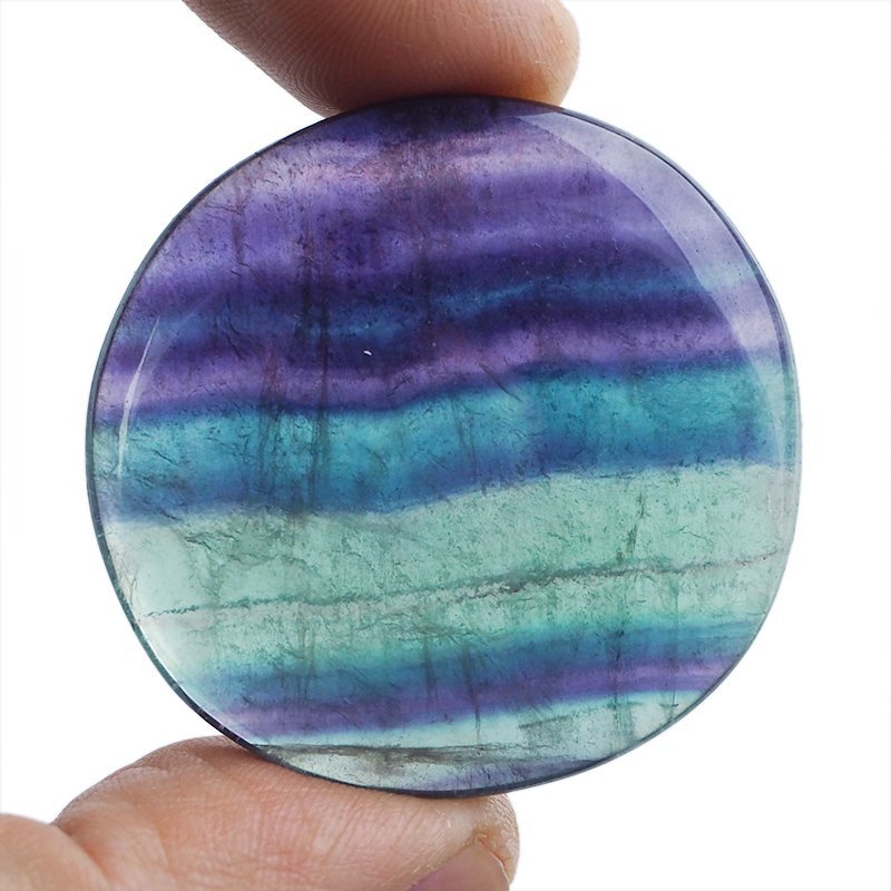 FLUORYT TĘCZOWY - PŁASKI OTOCZAK - 43 mm