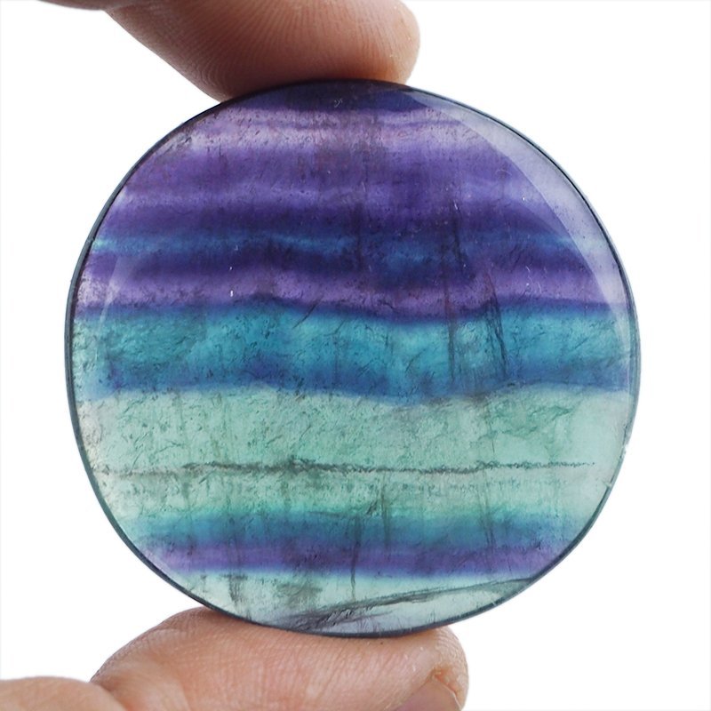 FLUORYT TĘCZOWY - PŁASKI OTOCZAK - 43 mm