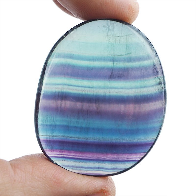 FLUORYT TĘCZOWY - PŁASKI OTOCZAK - 44 mm