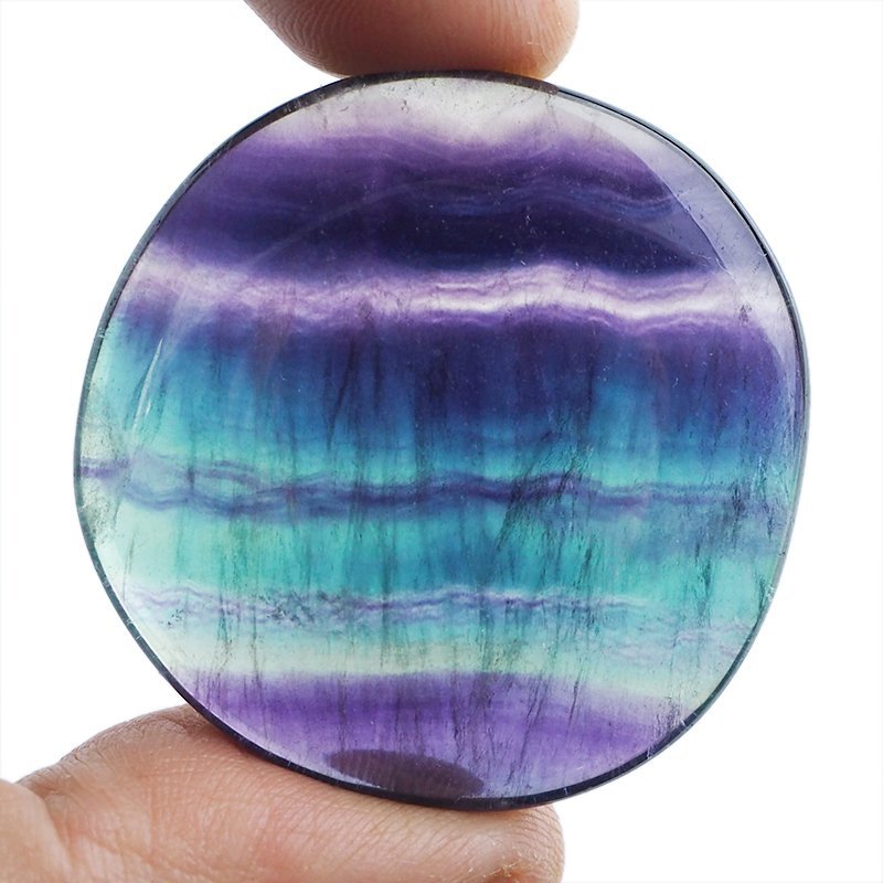 FLUORYT TĘCZOWY - PŁASKI OTOCZAK - 41 mm