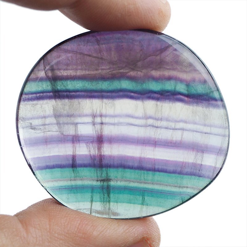 FLUORYT TĘCZOWY - PŁASKI OTOCZAK - 44 mm