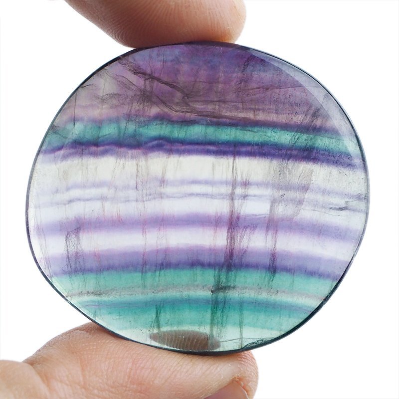 FLUORYT TĘCZOWY - PŁASKI OTOCZAK - 44 mm