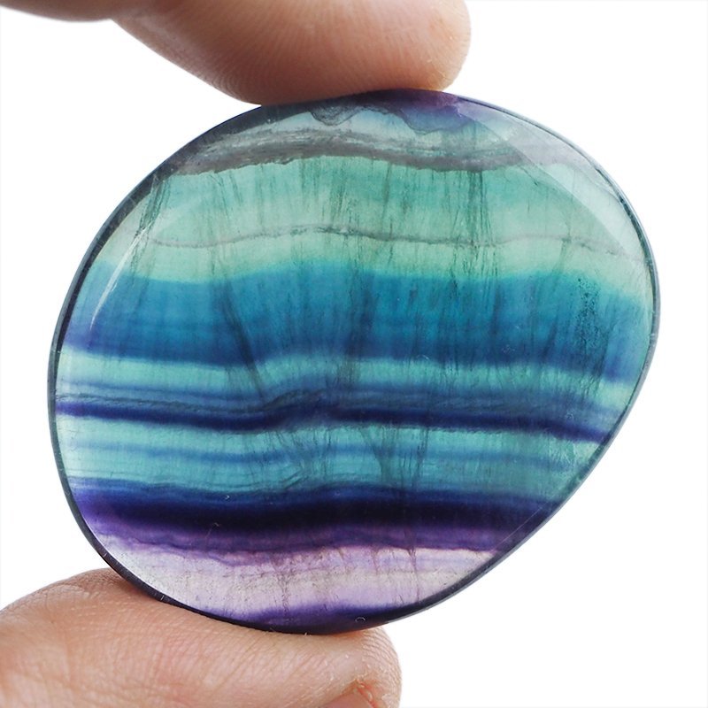 FLUORYT TĘCZOWY - PŁASKI OTOCZAK - 43 mm