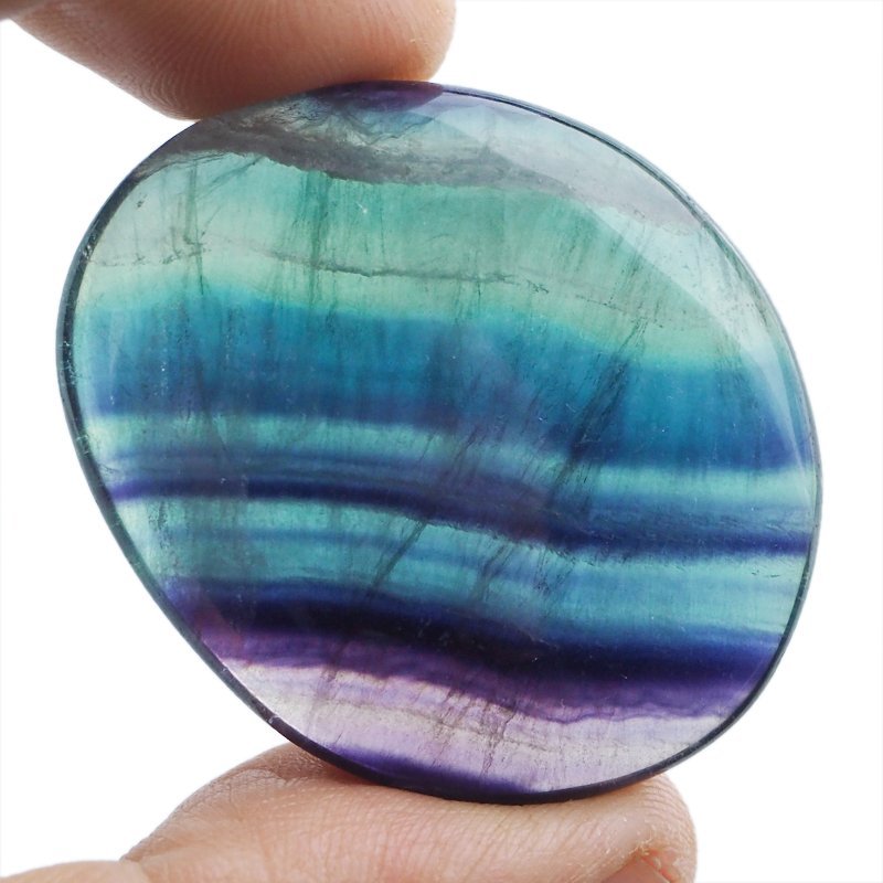 FLUORYT TĘCZOWY - PŁASKI OTOCZAK - 43 mm