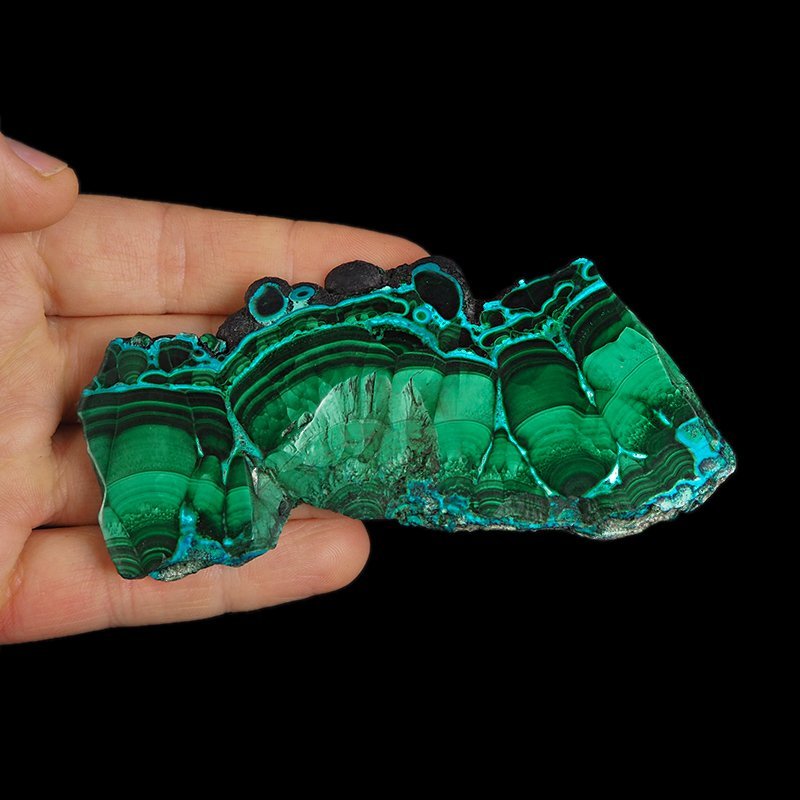 CHRYZOKOLA, MALACHIT - POLEROWANA PŁYTKA - 104 mm - KONGO