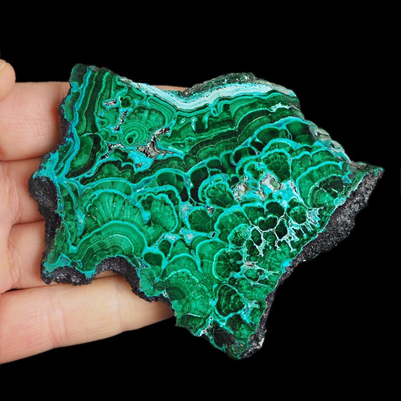 CHRYZOKOLA, MALACHIT - POLEROWANA PŁYTKA - 98 mm - KONGO