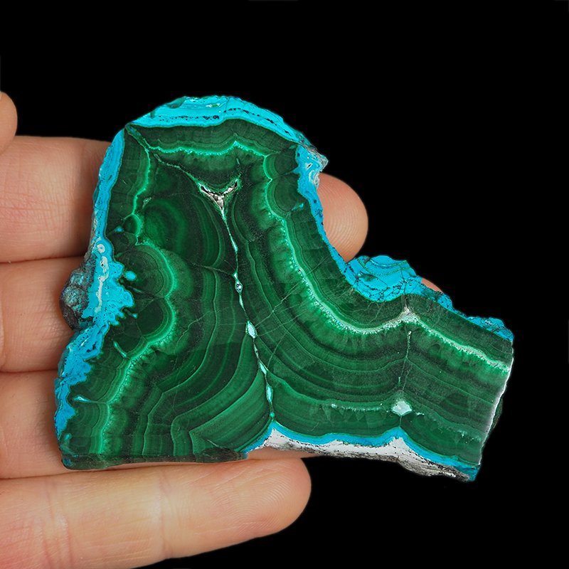 CHRYZOKOLA, MALACHIT - POLEROWANA PŁYTKA - 75 mm - KONGO