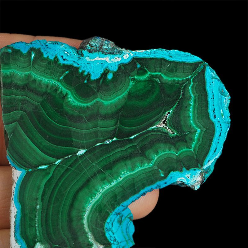 CHRYZOKOLA, MALACHIT - POLEROWANA PŁYTKA - 75 mm - KONGO