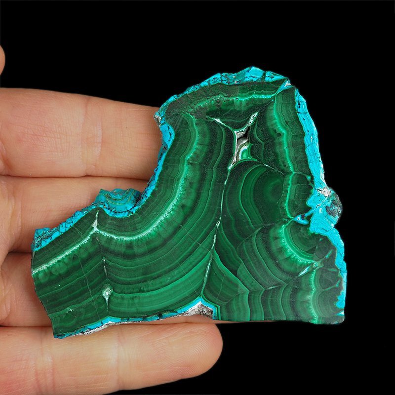 CHRYZOKOLA, MALACHIT - POLEROWANA PŁYTKA - 75 mm - KONGO