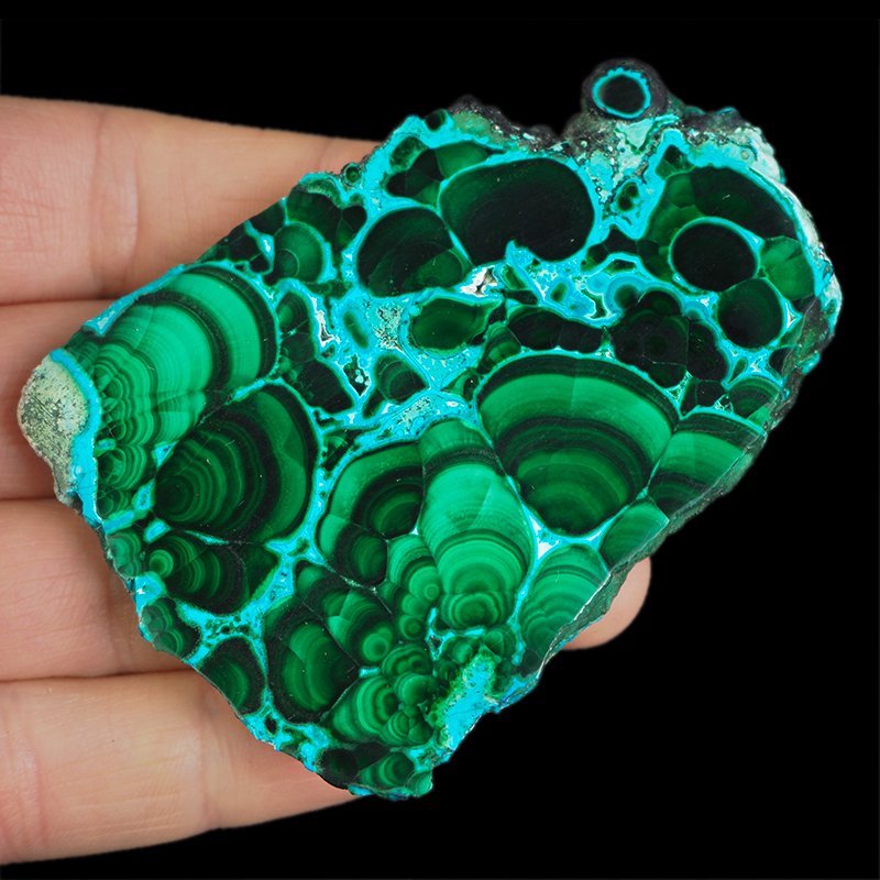 CHRYZOKOLA, MALACHIT - POLEROWANA PŁYTKA - 75 mm - KONGO