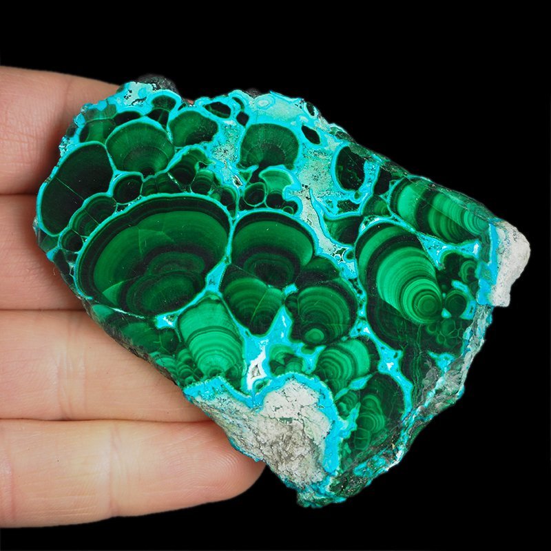 CHRYZOKOLA, MALACHIT - POLEROWANA PŁYTKA - 75 mm - KONGO