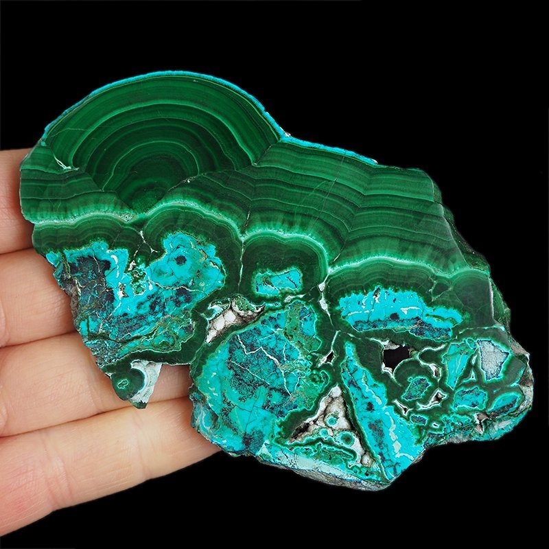 CHRYZOKOLA, MALACHIT - POLEROWANA PŁYTKA - 113 mm - KONGO