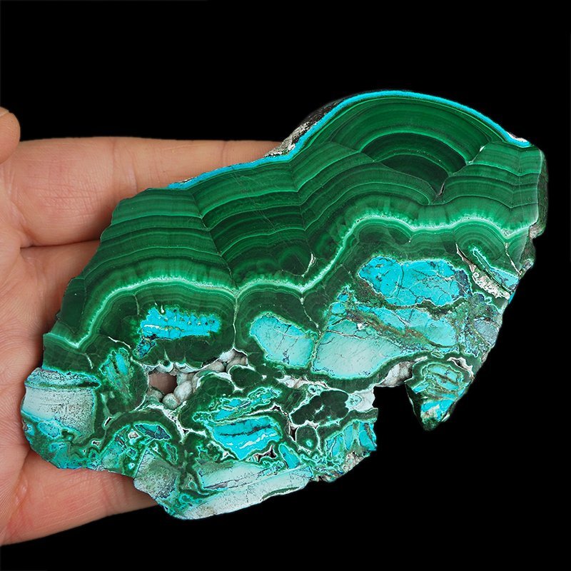 CHRYZOKOLA, MALACHIT - POLEROWANA PŁYTKA - 113 mm - KONGO