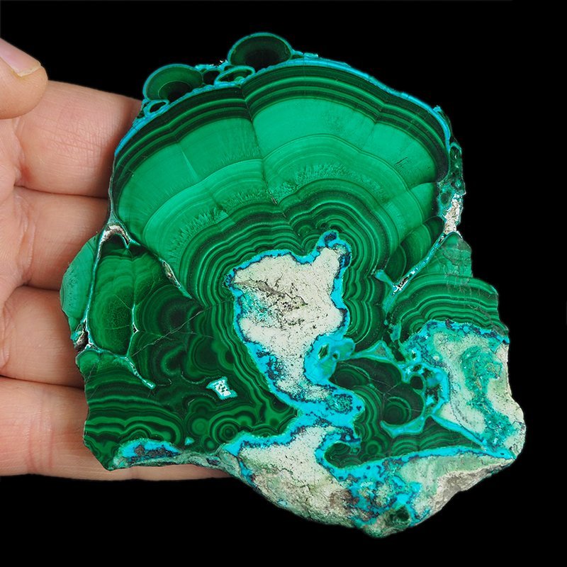 CHRYZOKOLA, MALACHIT - POLEROWANA PŁYTKA - 101 mm - KONGO