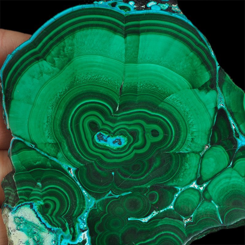 CHRYZOKOLA, MALACHIT - POLEROWANA PŁYTKA - 101 mm - KONGO