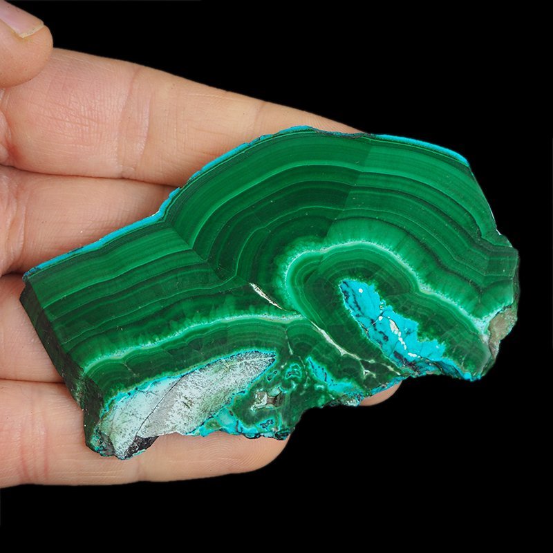 CHRYZOKOLA, MALACHIT - POLEROWANA PŁYTKA - 84 mm - KONGO