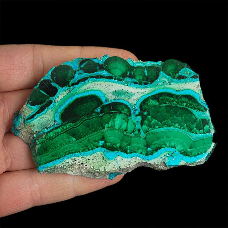 CHRYZOKOLA, MALACHIT - POLEROWANA PŁYTKA - 90 mm - KONGO