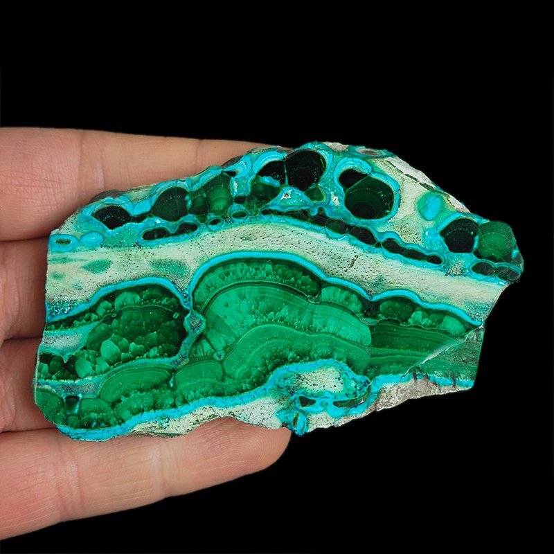 CHRYZOKOLA, MALACHIT - POLEROWANA PŁYTKA - 90 mm - KONGO