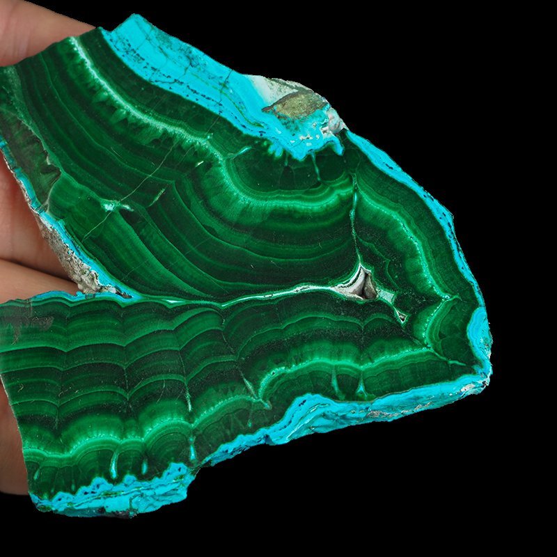 CHRYZOKOLA, MALACHIT - POLEROWANA PŁYTKA - 87 mm - KONGO