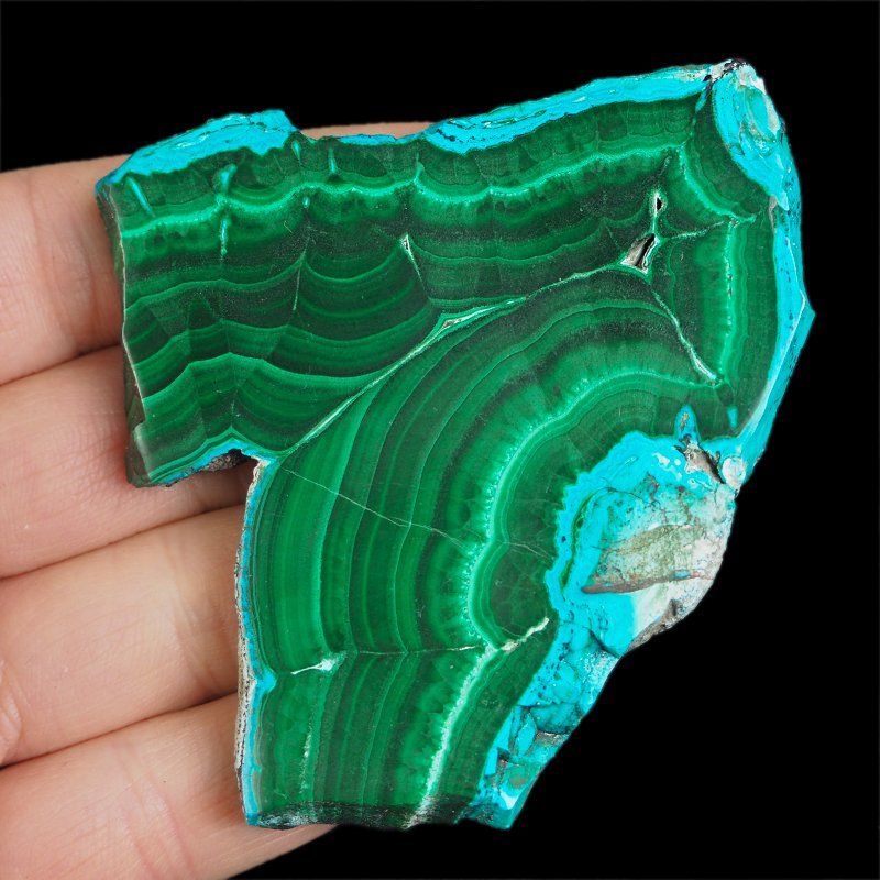 CHRYZOKOLA, MALACHIT - POLEROWANA PŁYTKA - 87 mm - KONGO