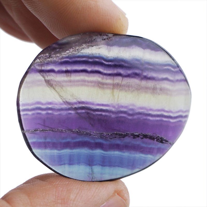 FLUORYT TĘCZOWY - PŁASKI OTOCZAK - 39 mm