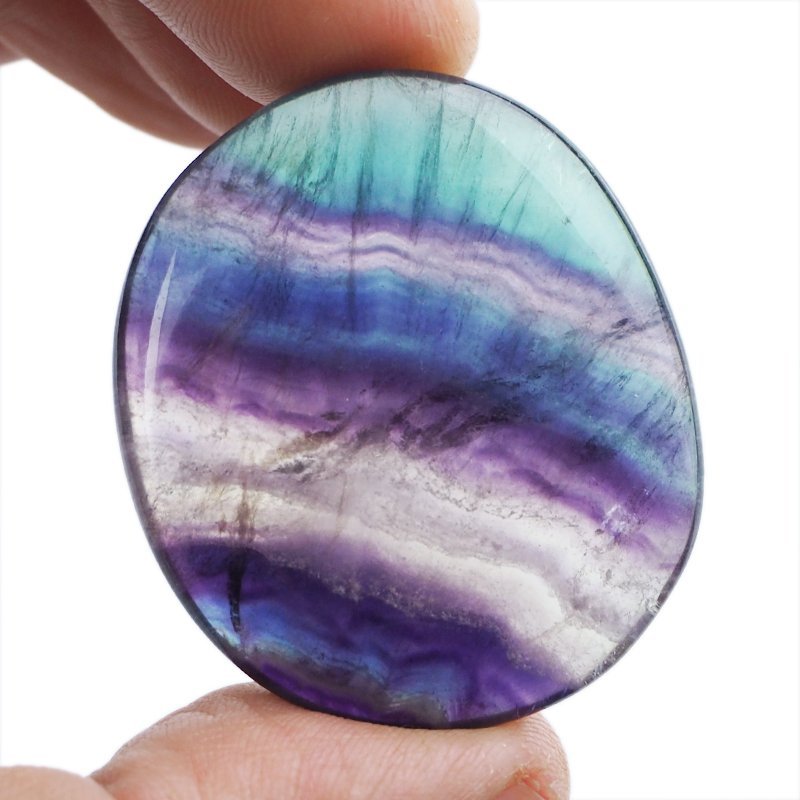 FLUORYT TĘCZOWY - PŁASKI OTOCZAK - 40 mm