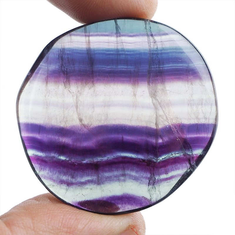 FLUORYT TĘCZOWY - PŁASKI OTOCZAK - 41 mm