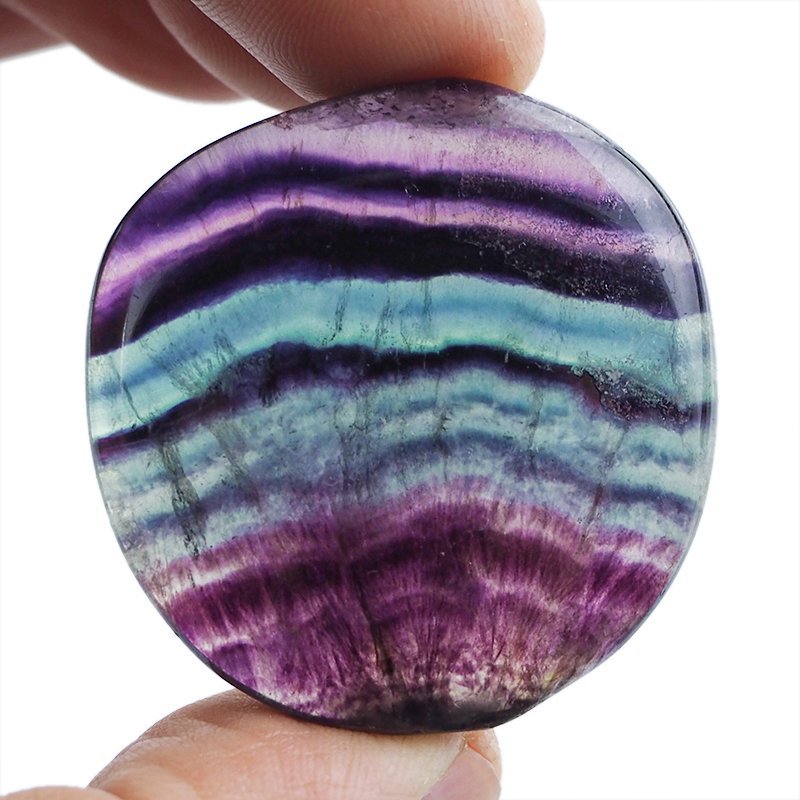 FLUORYT TĘCZOWY - PŁASKI OTOCZAK - 41 mm