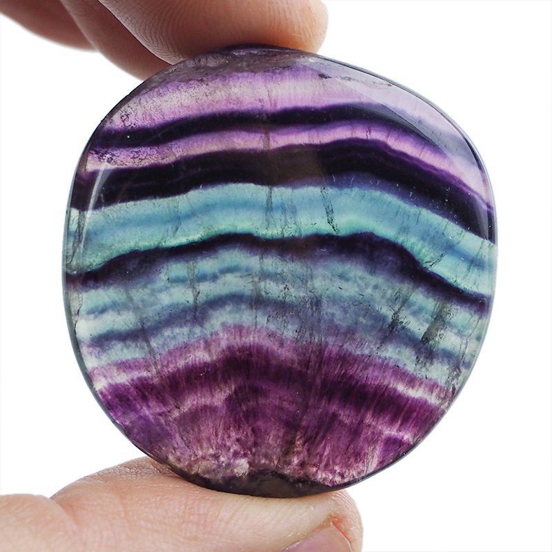 FLUORYT TĘCZOWY - PŁASKI OTOCZAK - 41 mm