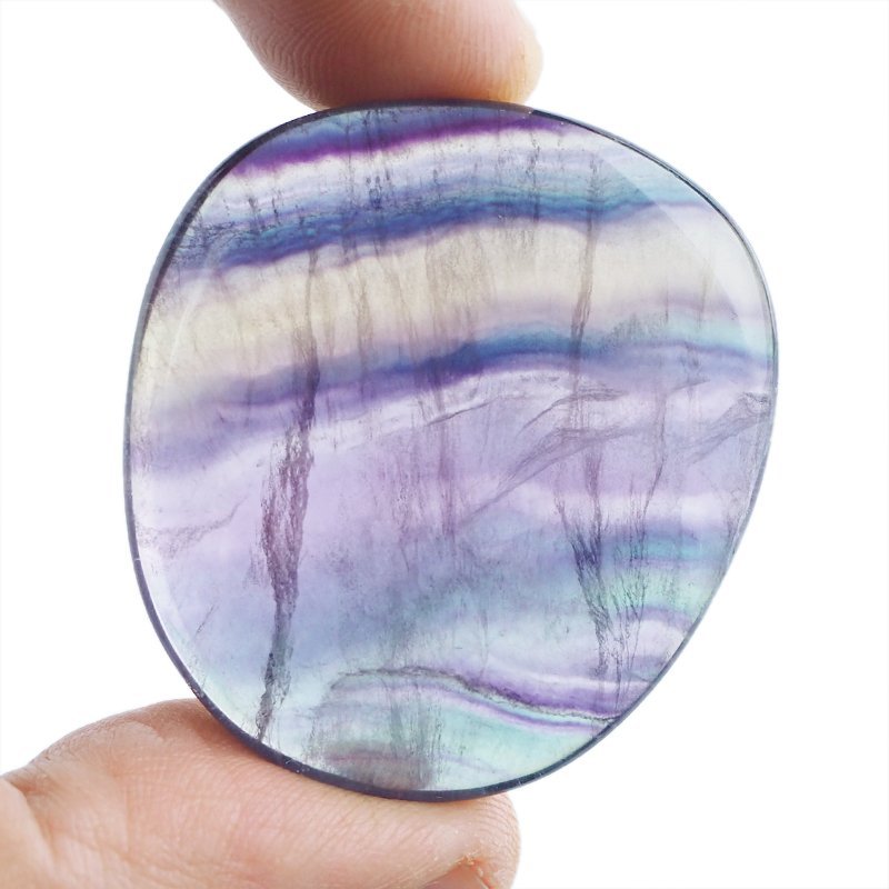 FLUORYT TĘCZOWY - PŁASKI OTOCZAK - 41 mm