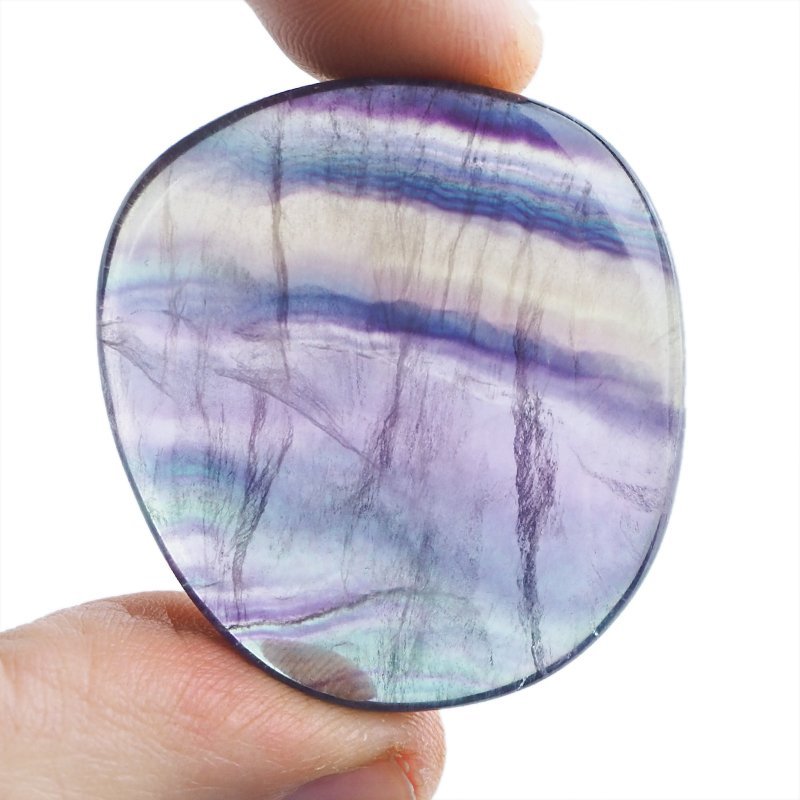 FLUORYT TĘCZOWY - PŁASKI OTOCZAK - 41 mm