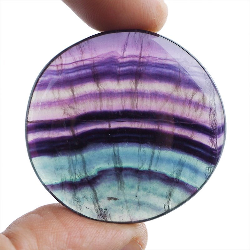 FLUORYT TĘCZOWY - PŁASKI OTOCZAK - 40 mm