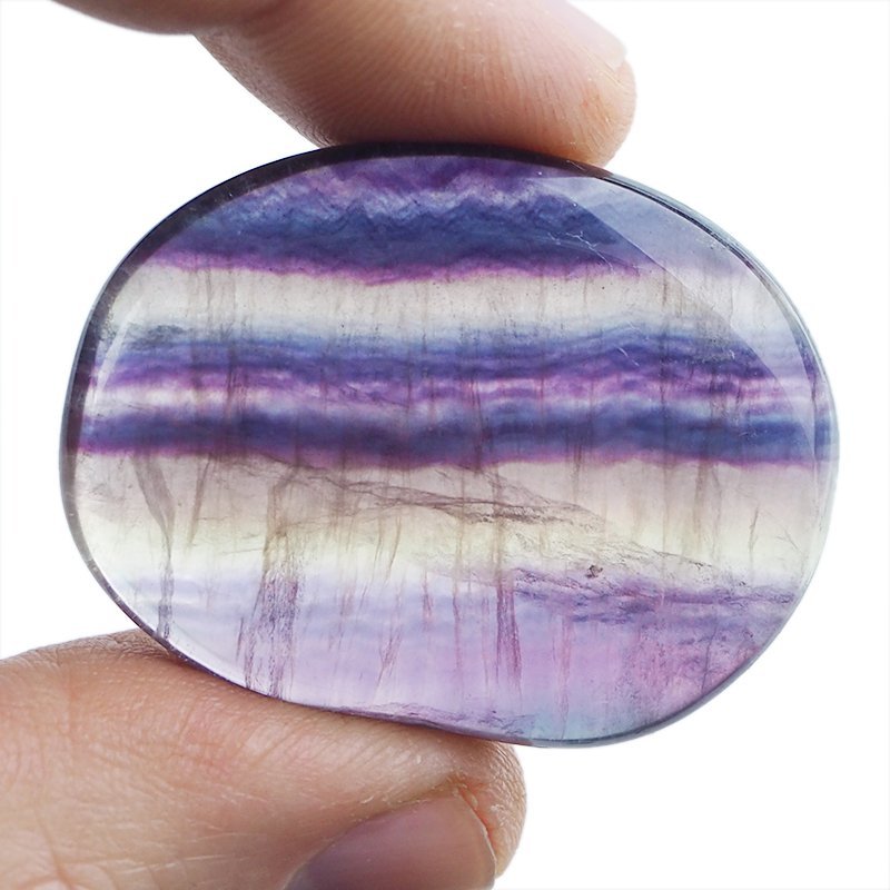 FLUORYT TĘCZOWY - PŁASKI OTOCZAK - 40 mm