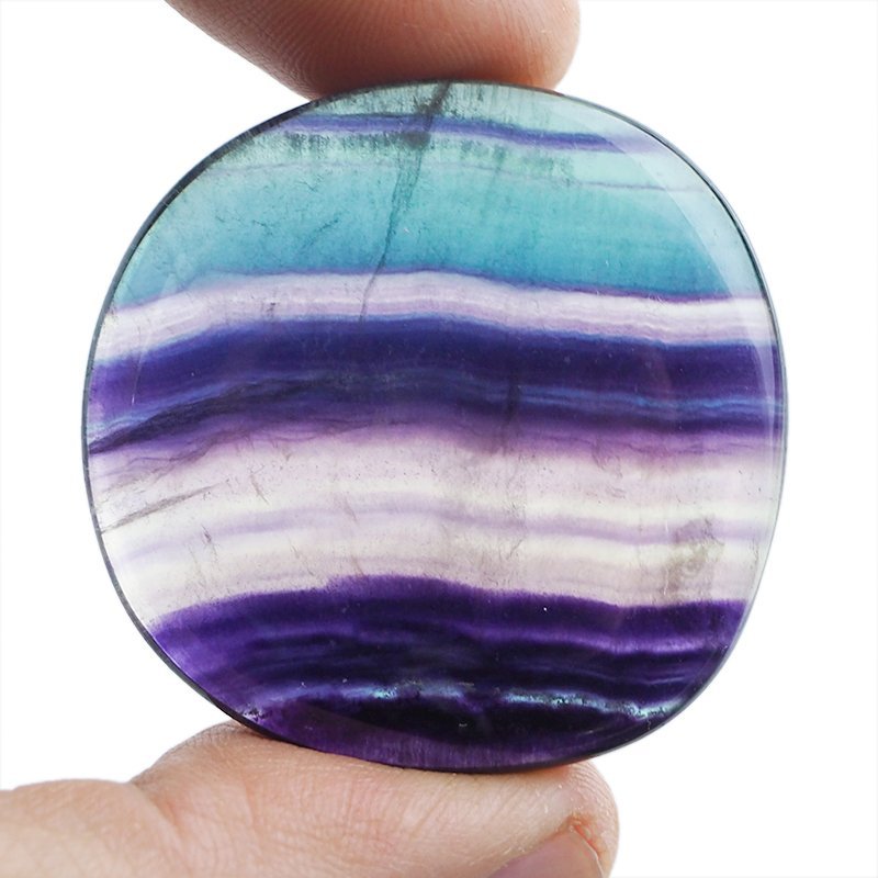 FLUORYT TĘCZOWY - PŁASKI OTOCZAK - 41 mm