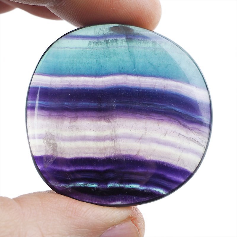 FLUORYT TĘCZOWY - PŁASKI OTOCZAK - 41 mm