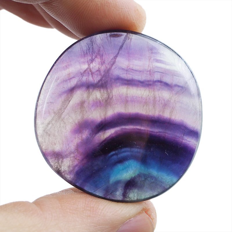 FLUORYT TĘCZOWY - PŁASKI OTOCZAK - 39 mm