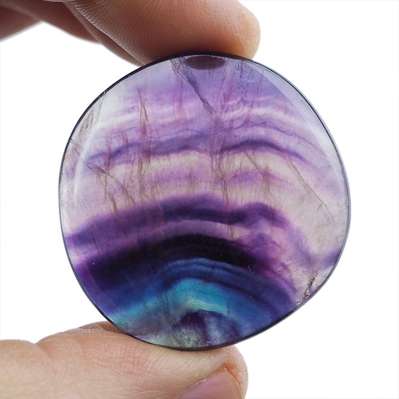 FLUORYT TĘCZOWY - PŁASKI OTOCZAK - 39 mm