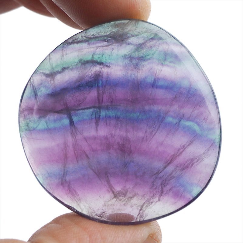 FLUORYT TĘCZOWY - PŁASKI OTOCZAK - 43 mm