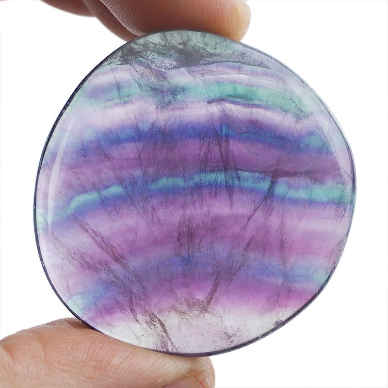 FLUORYT TĘCZOWY - PŁASKI OTOCZAK - 43 mm