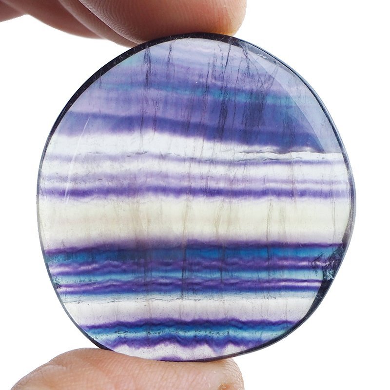 FLUORYT TĘCZOWY - PŁASKI OTOCZAK - 40 mm