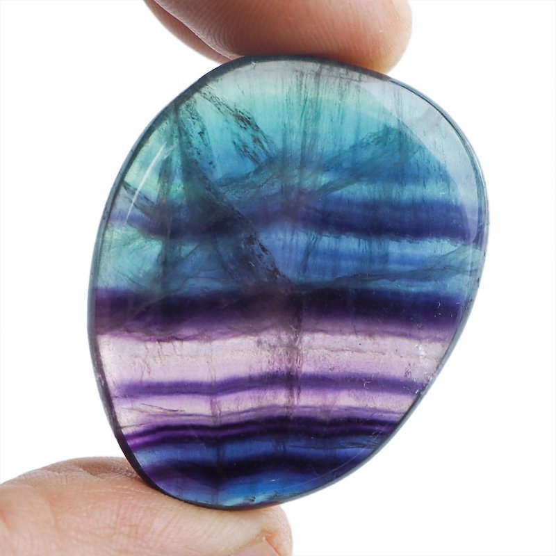 FLUORYT TĘCZOWY - PŁASKI OTOCZAK - 41 mm