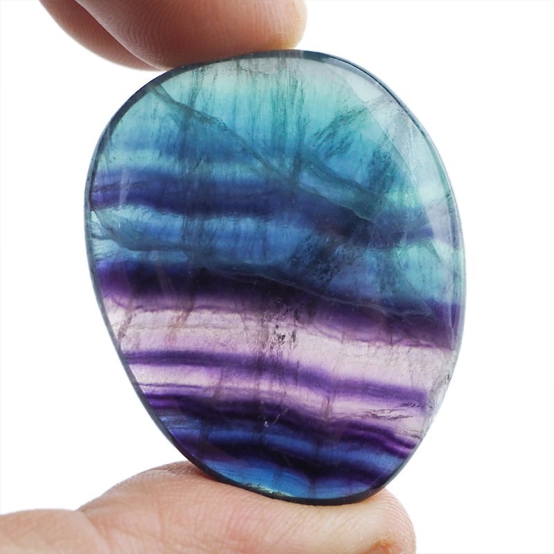 FLUORYT TĘCZOWY - PŁASKI OTOCZAK - 41 mm