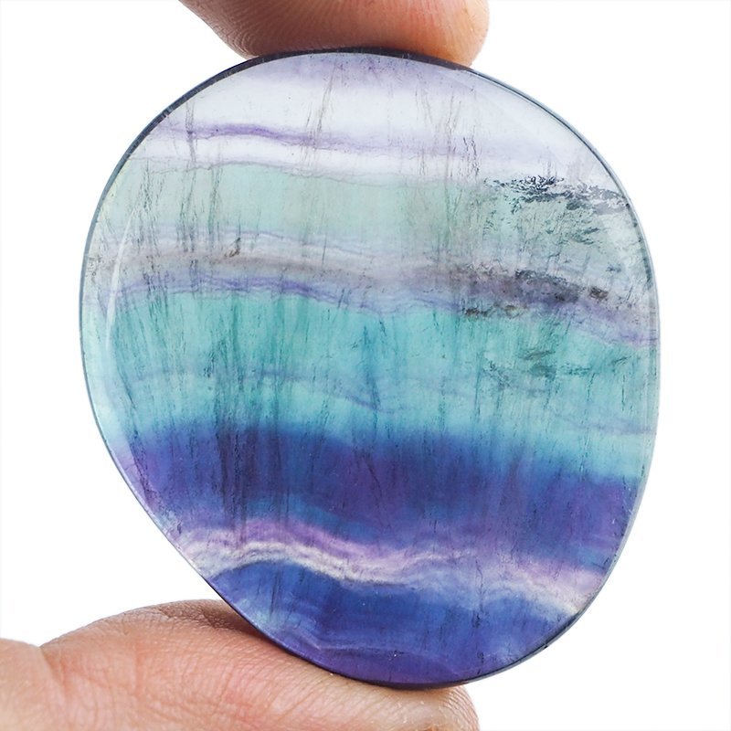 FLUORYT TĘCZOWY - PŁASKI OTOCZAK - 44 mm