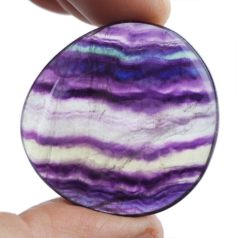 FLUORYT TĘCZOWY - PŁASKI OTOCZAK - 40 mm