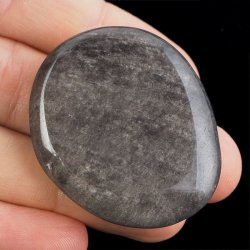 OBSYDIAN SREBRNY - PŁASKI OTOCZAK - 44 mm